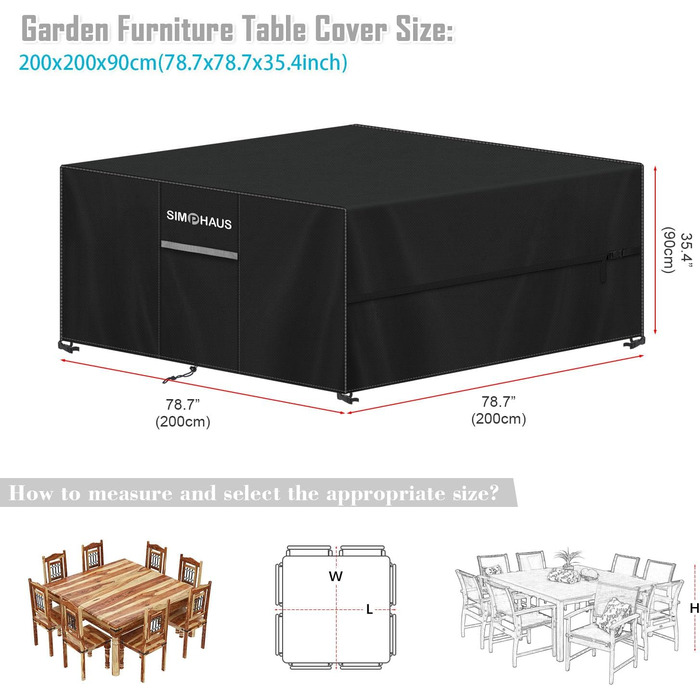 Захисний чохол для садово-патіо меблів 200x200x90 см, водовідштовхуючий, 420D Oxford