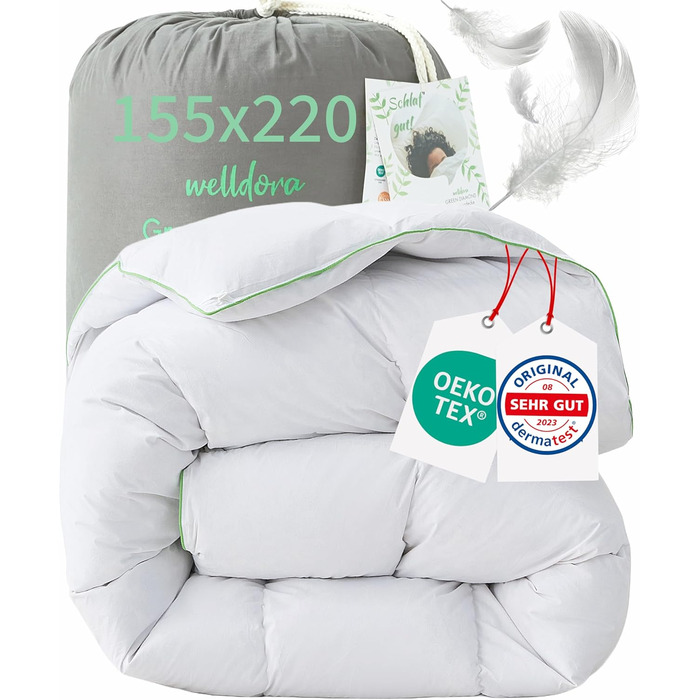 Ковдра зимова Welldora Comfort 155x220 Екстра-м'яке пір'я та пух Oeko-Tex, безпечний для алергіків