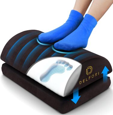 Підставка для ніг під стіл – ергономічна підставка для ніг з memory foam для офісу, дому та роботи – регульована висота, преміум-якість