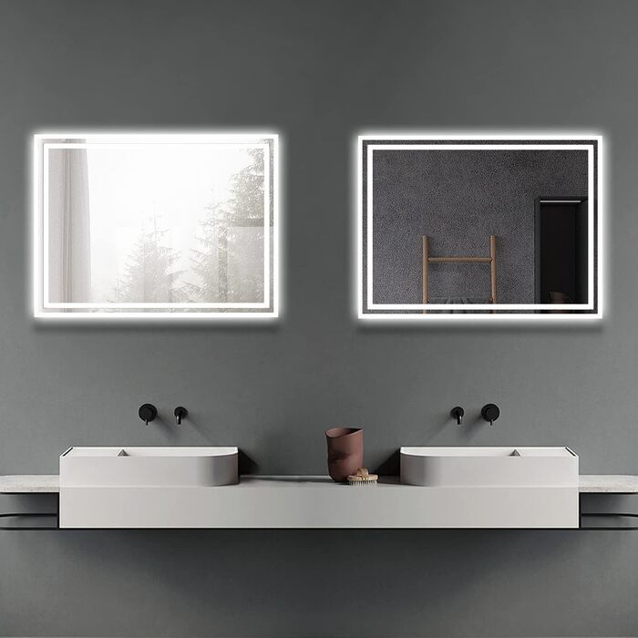 LED дзеркало для ванної кімнати Boromal 40x60 см з підсвічуванням та вимикачем, 6500K, холодний білий світ