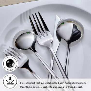 Набір столових приборів Karaca Orion (60 предметів) для 12 осіб - нержавіюча сталь, ножі, виделки, ложки, блискучі ножі та виделки, кухонний набір (сріблястий)