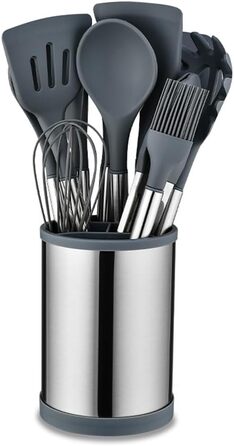 Набір кухонних помічників Aoresac 22 шт. з нержавіючої сталі та силікону, чорний (сірий)