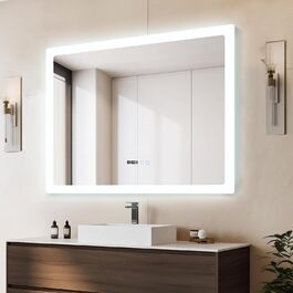 Дзеркало для ванної кімнати YU YUSING з підсвічуванням 80x60 см, LED, 3 кольори світла, регулювання яскравості, антизапар, сенсорне управління, таймер, скло, IP44