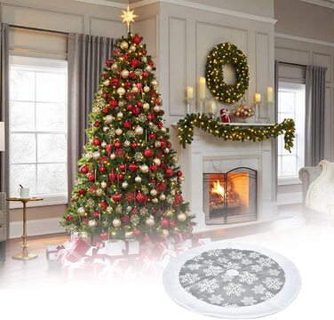 Плюшева спідниця для різдвяної ялинки FYBlossom, кругла ковдра для різдвяної ялинки, Біла підставка для різдвяної ялинки, різдвяні прикраси для різдвяних спідниць, прикраси для різдвяної новорічної вечірки (стиль C - 100 см)