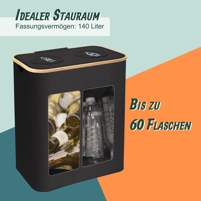 Контейнер для збору пляшок Relaxdays з двома відділеннями