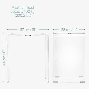 Акриловий стілець для душу Navaris 43.5x37x28см - нековзний стілець/стілець для душу та ванни, прозорий