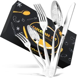 Набір столових приборів DRAGON RIOT Gold 30 предметів: нержавіюча сталь, для 6 осіб, з ножем, виделкою, ложкою, для дому, ресторану, вечірки.