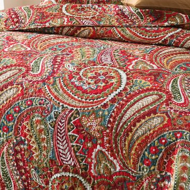 Покривало ENASAL 220x240см, покривало 230x250, Red Paisley, всесезонна ковдра з 2 наволочками