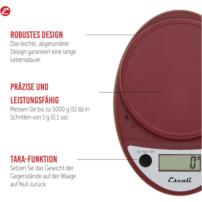 Кухонні ваги Escali P115TG Primo Digital - Кухонні ваги - Кухонні ваги - Випічка - Контроль порцій - Хобі - Трав'яні ваги Побутові ваги - 5 кг - Естрагон зелений - 22 x 15 x 4 см (теплий червоний)