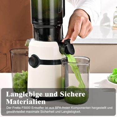 Фреш-прес Fretta: повільний соковичавник з широкою годівницею 108 мм, 200W, 1л, BPA-free Tritan, білий