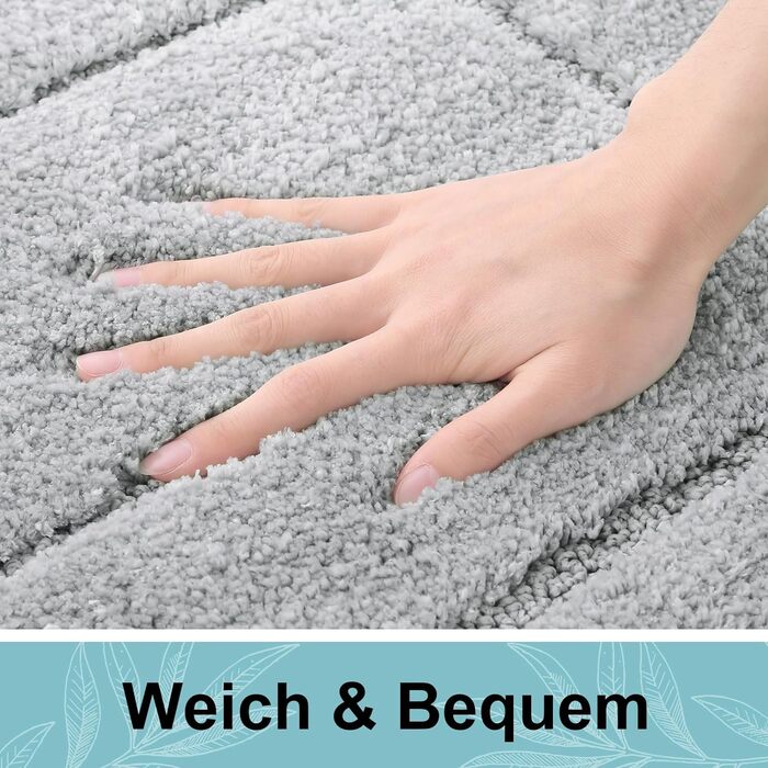 Килимок для ванної кімнати Homaxy з мікрофібри, неслизький, 60x90 см, сірий