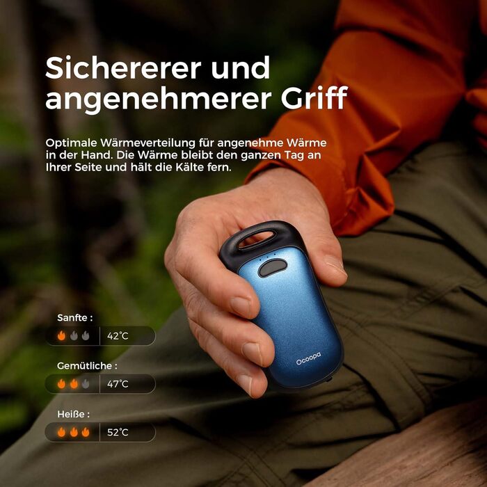 Електричні грілки для рук OCOOPA, 2 шт., водонепроникні (IP45), ергономічні, 18 годин тепла, портативні, для активного відпочинку, гольфу, кемпінгу, морської синьої