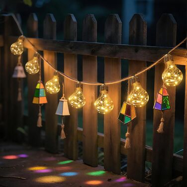 LED гірлянда сонячна для вулиці 10м, 16+1 G40, регульована яскравість, 3 режими, пульт дистанційного керування, вологостійка, тепле біле світло, для саду, балкону, декору вечірок