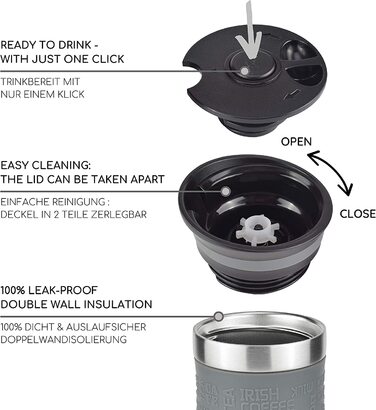 Термокружка Milu 450мл з нержавіючої сталі, 370мл, для кави з собою, з подвійними стінками, не протікає, для подорожей, авто