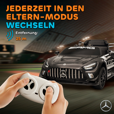 Електромобіль Mercedes-Benz для дітей, 12V, з LED-підсвіткою, музикою, звуком клаксона, для дітей віком 3-8 років, чорного кольору