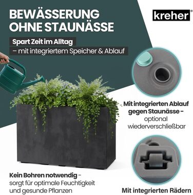 Плантатор Kreher XL Millennium: кашпо для квітів з каменю, різні розміри та кольори (коричневий, бежевий, антрацитовий, сірий). З міцного пластику.