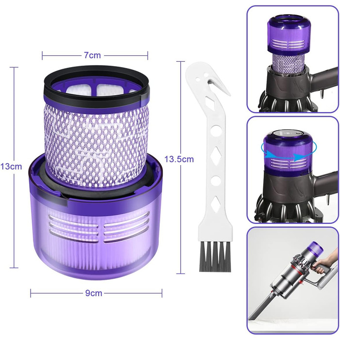 Пакет з 3 фільтрів V10 для Dyson V10 SV12 Cyclone Animal/Absolute, запасна частина DY-969082-01