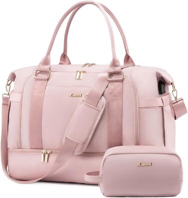 Спортивна сумка LOVEVOOK для подорожей, жіноча, 37L, рожева: Weekender, культ. сумка, відділення для взуття та мокрих речей