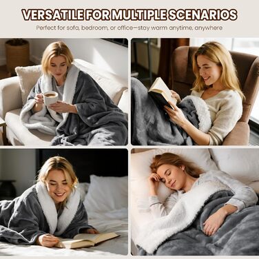 Електрична ковдра Dnenellr XXL 200x180 см з автоматичним вимкненням, 6 режимів нагріву, захист від перегріву, пральна, для ліжка та дивану