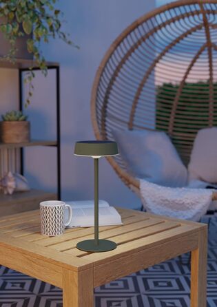 LED сонячна настільна лампа EGLO Simeri для вулиці, бездротова, акумуляторна, торкання, регулювання яскравості, IP54, металева, біла