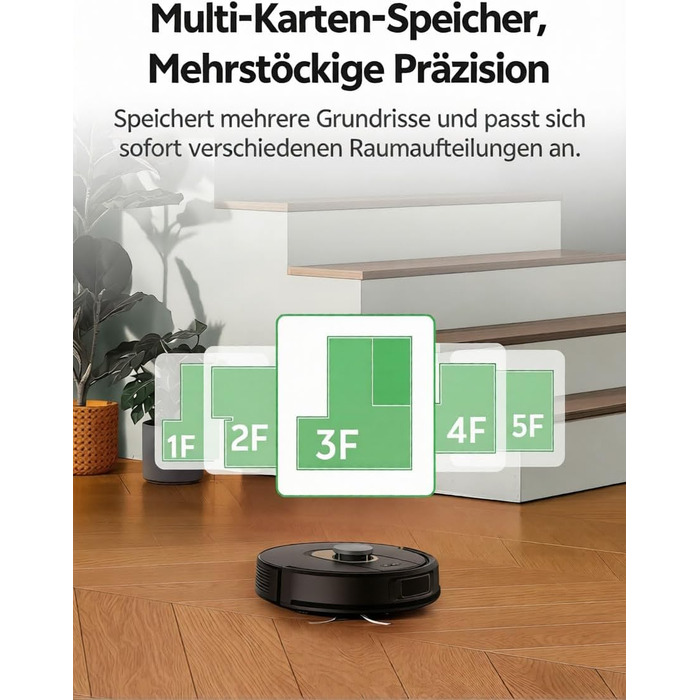 Робот-пилосос Vexilar 8000Pa з функцією миття, LiDAR навігація, 5 карт, 180 хвилин роботи, 50dB, керування через додаток, для твердих поверхонь та килимів (темно-сірий)