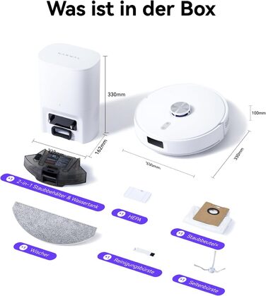 Робот-пилосос NARWAL Freo S з функцією миття підлоги, 8000Pa, 3.5L, LDS-лазерна навігація, керування через додаток, для килимів та шерсті тварин