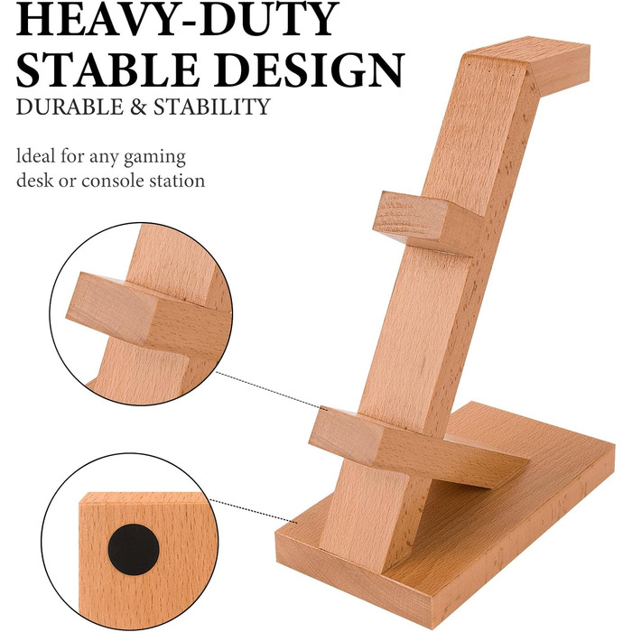 Підставка для геймпадів та навушників GEEKRIA з масиву дерева, універсальна, для PS4/PS5/Xbox/Switch/8BitDo, аксесуар для ігрового столу (світло-коричнева)