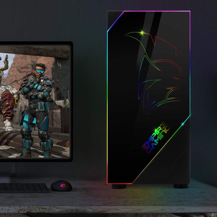 Корпус для ПК EMPIRE GAMING Spartan ARGB ATX із LED-підсвіткою, бічною скляною дверцятами та 120 мм RGB вентилятором