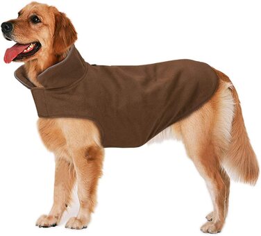 Зимова куртка для собак Bwiv, жилет для великих собак, тепла вітрозахисна куртка для собак, флісова одяг для домашніх тварин, халат на липучці, для захисту живота, світловідбиваючі зимові куртки, довжина повідця XXL, коричнева, XXL, довжина спини 47 см, г