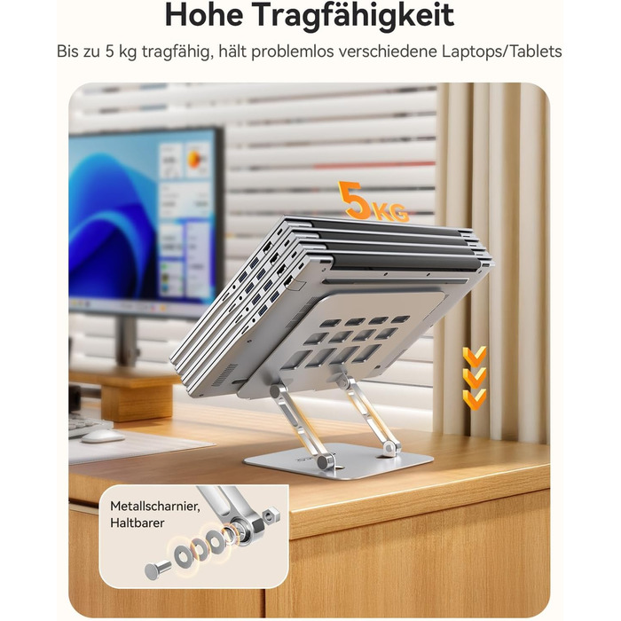 Підставка для ноутбука Orico ST11, регульована висота, складна, алюміній, вентильована, ергономічна, сумісна з MacBook Air/Pro та ноутбуками 10–17
