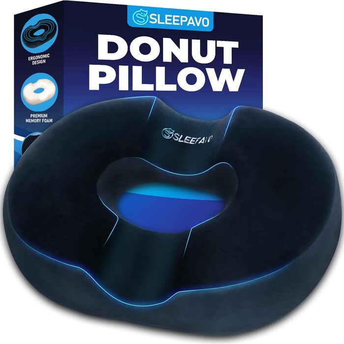Подушка для сидіння Sleepavo Donut - для полегшення болю при геморої, тріщинах, ішіасі та пролежнях