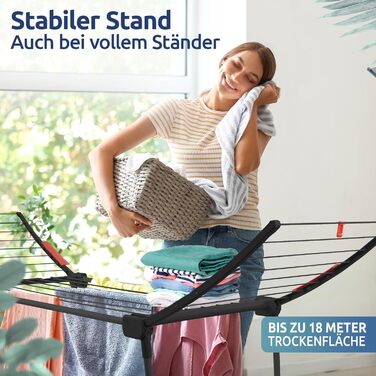 Сушарка для білизни STAHLMANN® з площею сушіння 18 м² - розкладний сушильний бак [Вироблено в ЄС] 1,05 м - ідеально підходить для довгих речей, економія місця