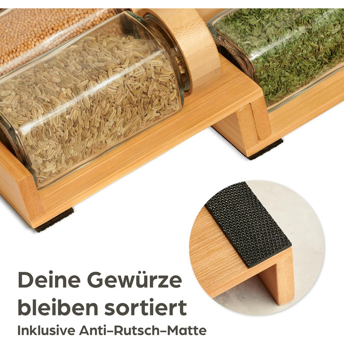 Набір контейнерів для спецій Praknu з бамбуковими кришками (24 шт.) - Організатор спецій з дозатором, 120 мл, з етикетками, щіткою та дерев'яною ложкою (12 шт. з полицею)