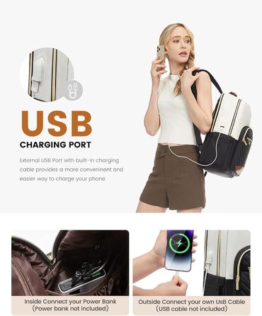 LOVEVOOK Рюкзак для жінок, великий, 15.6 дюймів, сумка для ноутбука, водонепроникний, шкільний рюкзак, для дівчаток-підлітків, чорний, елегантний, для роботи, навчання, подорожей (15.6 дюймів, бежево-чорний-коричневий)