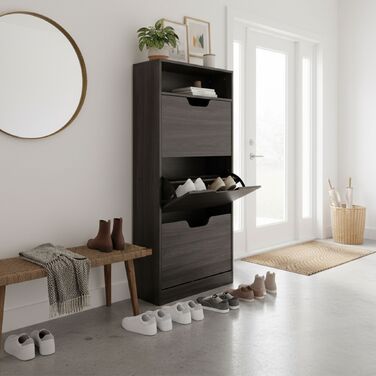 Взуттєва шафа Relaxdays з відкидною дверцями та відкритою полицею