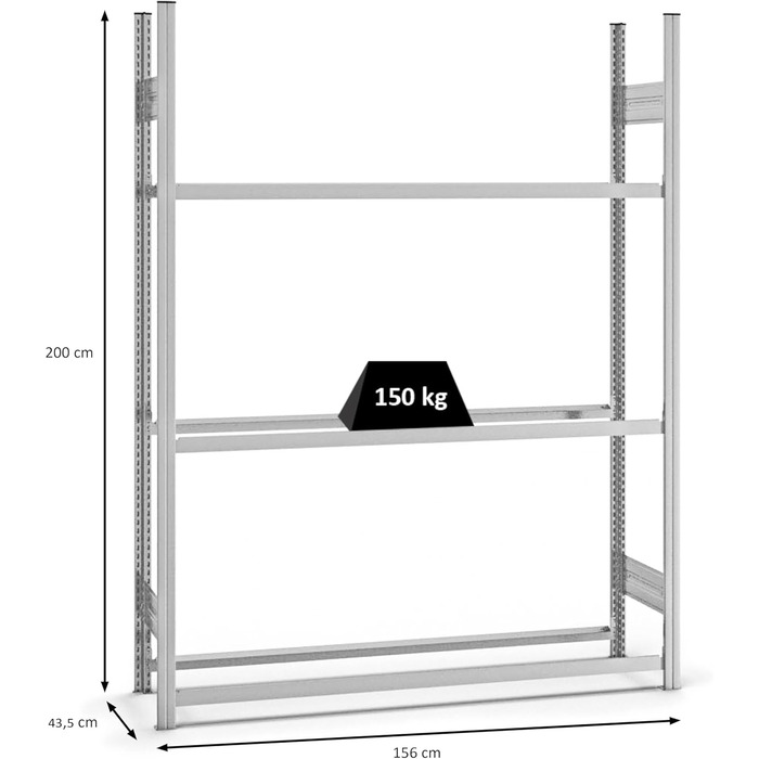 Регало для шин PROREGAL: міцна металева полиця для гаража, 200x100x40 см, 3 рівня, вантажопідйомність 150 кг, оцинкована
