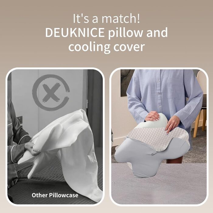 Ортопедична подушка для шиї з піною Memory Foam, ергономічна для тих, хто спить на боці, для комфорту при болях у шиї та плечах, сірий колір.