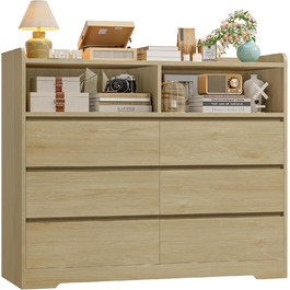 Комод FOREHILL з 6 висувними ящиками, 120 см, колір дуб - комод-тумба для спальні, вітальні, передпокою, 120x40x100 см