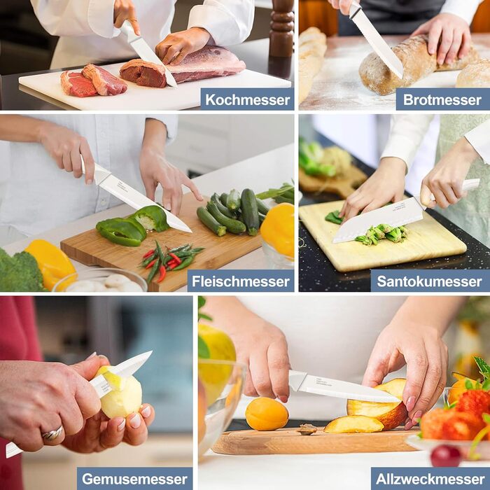 Набір кухонних ножів TEAMFAR з бруском, 15 предметів, нержавіюча сталь, антипригарне покриття