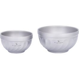 Титанові миски iBasingo з подвійними стінками 500мл та 800мл: для вівсянки, їжі, рису, супу. Легкі, портативні, металеві, для кемпінгу та подорожей