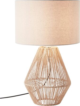 Настільна лампа Lightbox в природному стилі - декоративна настільна лампа з тканинним абажуром і вимикачем - висота 53 см - підходить для розетки E27 - макс. 42 Вт - текстиль/папір/метал - в світло-коричневому/бежевому кольорі