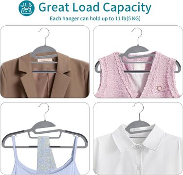 Плечики для одягу з пластику, 50 шт. з неслизьким покриттям, для сорочок та краваток, обертаються на 360°, сірий + сріблястий, APY0450G