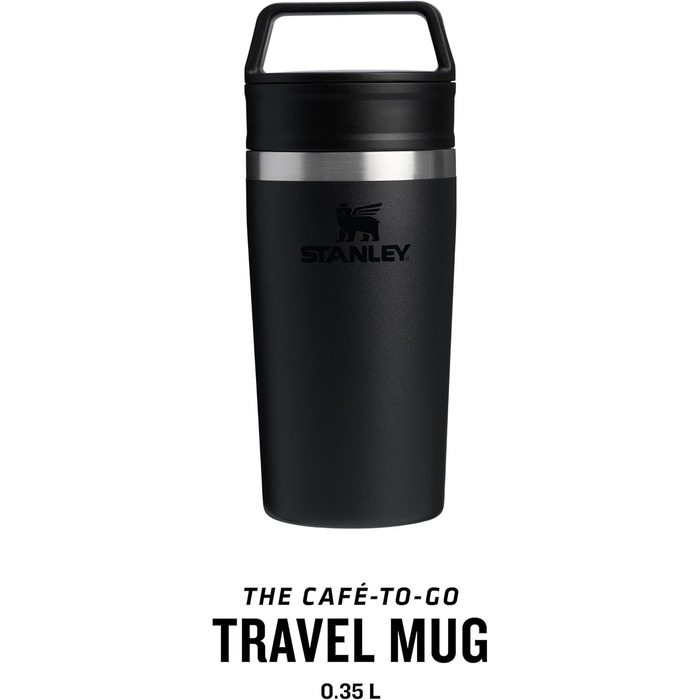 Термокружка Stanley Cafe 0.35L: 4 години гаряче, 5 годин холодне - нержавіюча сталь, для кави з собою, чорна