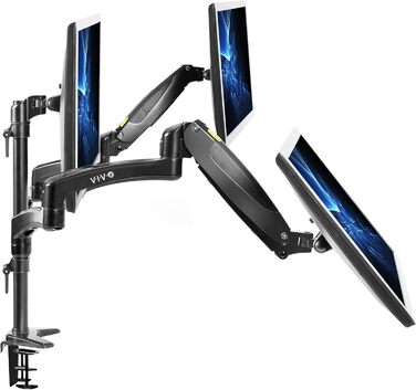 Тримач для двох моніторів VIVO STAND-V002KW – регульована висота, повний діапазон руху, настільний кріплення VESA, білий (для моніторів 32-43 дюймів)