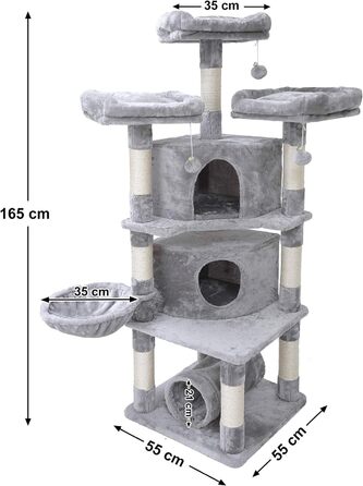 См, Стайня Cat Tree з 3 платформами, EMPJ030G (світло-сірий), 164