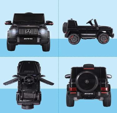 Дитячий електромобіль FINOOS Mercedes G63 AMG 12V з пультом, 2+1 швидкість, музика, USB, LED, чорний