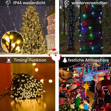 Ланцюжок прикрас Hopelit з 50 LED, 5 метрів: святкова гірлянда на батарейках з таймером, 8 режимів, для декору саду, вечірки, ялинки (водостійка, кольорова)