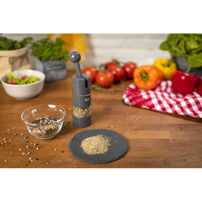Мельниця для солі та перцю Kuhn Rikon Ratchet Grinder, сіра, ручна, з регульованим керамічним млинком