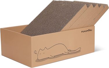 Котяча дошка для подряпин FUKUMARU, набір з 5 шт. , коробка для котячих подряпин з високоякісного картону, двостороння картонна коробка для кішок, картон для котячих подряпин розміром 43,5 x 29 x 12,5 см, 5 шт. з коробкою