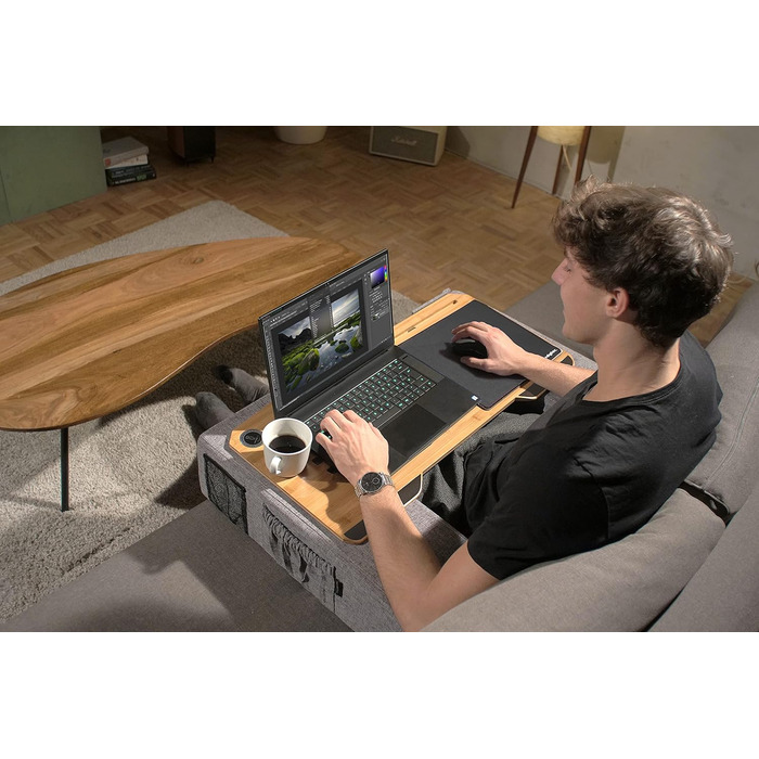 Столик для ноутбука Couchmaster CYWORX: ергономічний, для дивана, софи та ліжка, широкий, сірий, коричневий, чорний